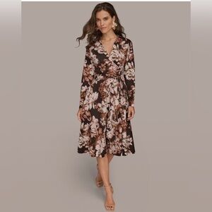 donna karan peplum dress Donna Karan Women's Envelope Peplum Dress Poppy Sz Small